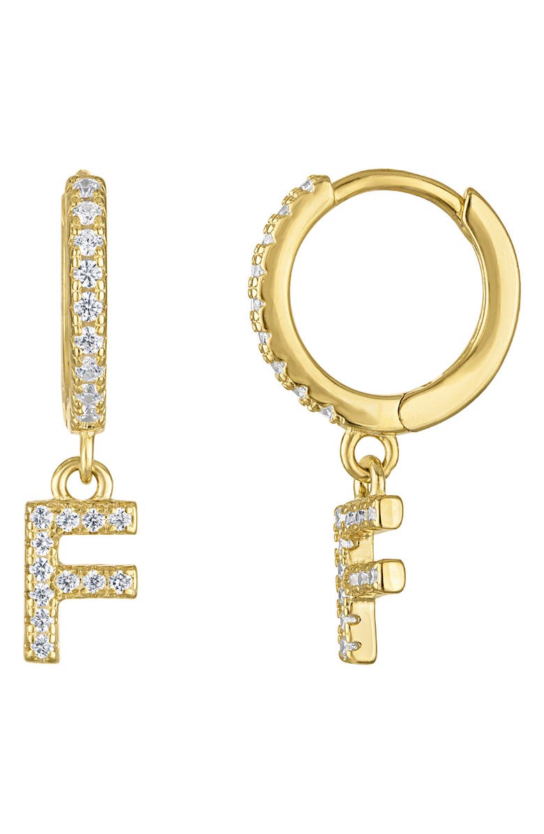 FZN Initial Charm Huggie Hoop Earrings, Main, color, Yellow Gold