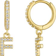 FZN Initial Charm Huggie Hoop Earrings