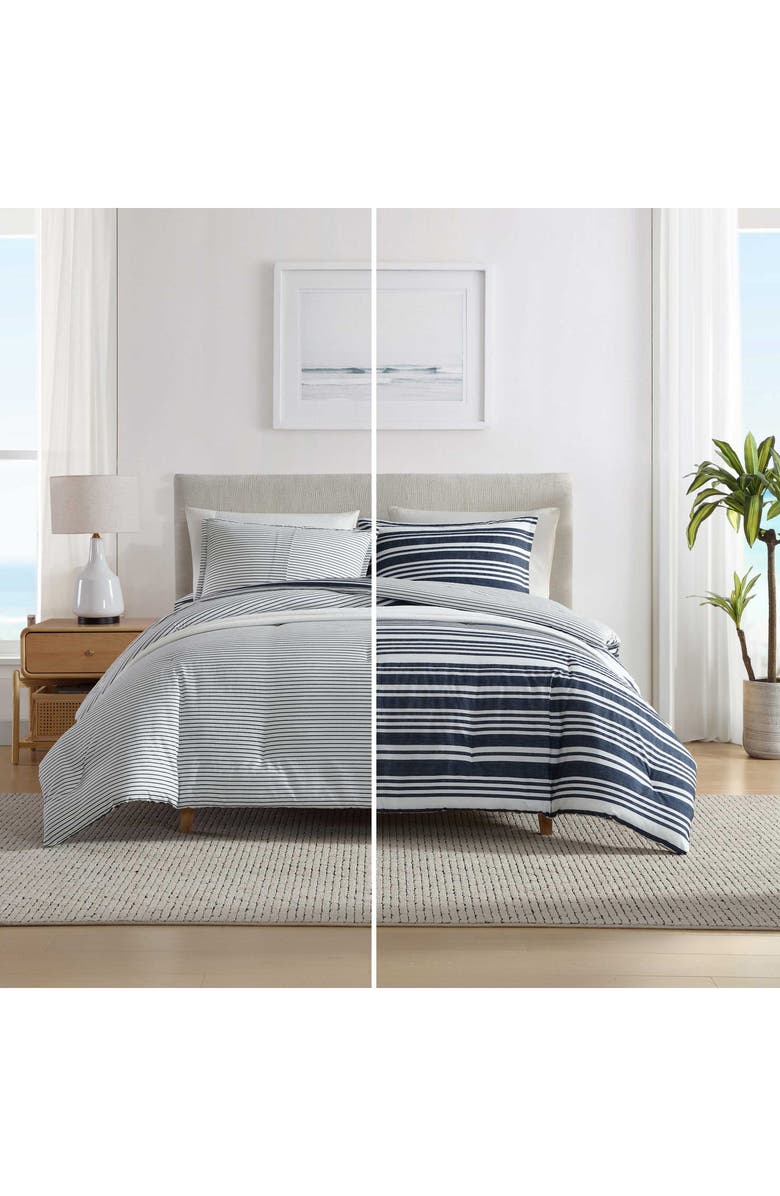 Nautica Coastline Stripe Cotton Comforter Set, Alternate, color, Dark Blue