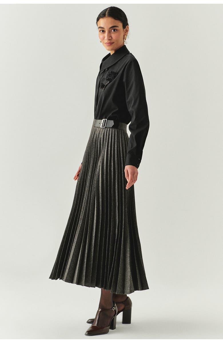 Exquise Jayda Pleated Midi Skirt, Alternate, color, Grey