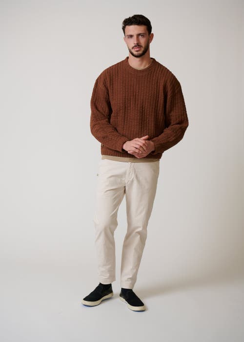 Leisure Lab Quilt Crewneck Sweater In Chocolate