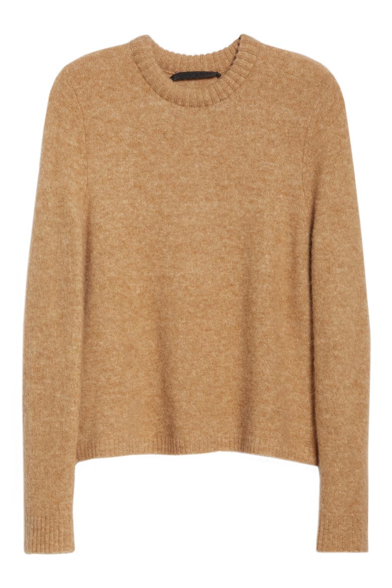 Puffy Crewneck Sweater, Alternate, color, CAMEL