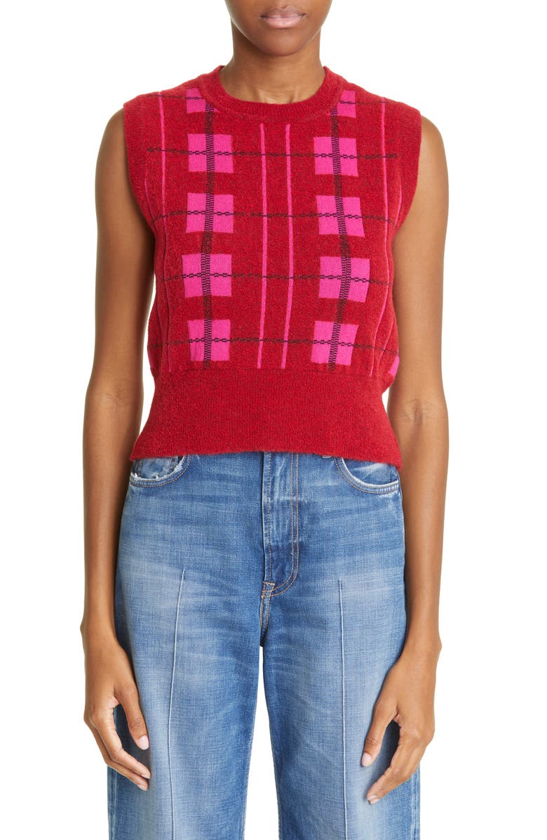 Molly Goddard Women's Check Wool & Cotton Blend Sweater Vest, Main, color, 