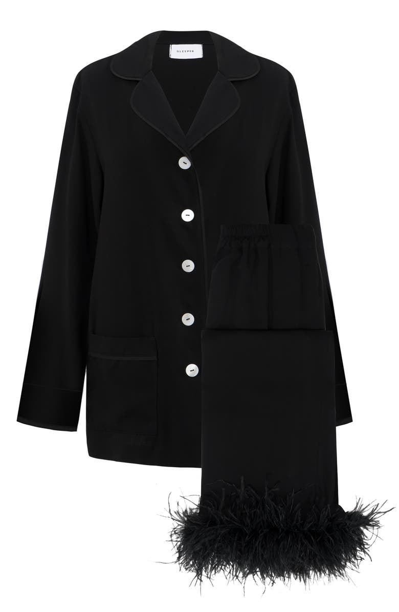 Sleeper Party Pajamas with Detachable Ostrich Feather Trim, Alternate, color, 