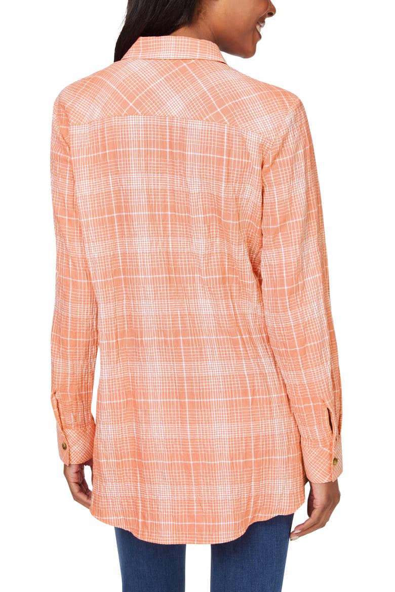 Cici Plaid Non-Iron Cotton Blend Tunic, Alternate, color, PUMPKIN SPICE