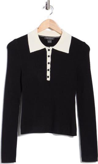 Contrast Collar Polo Sweater