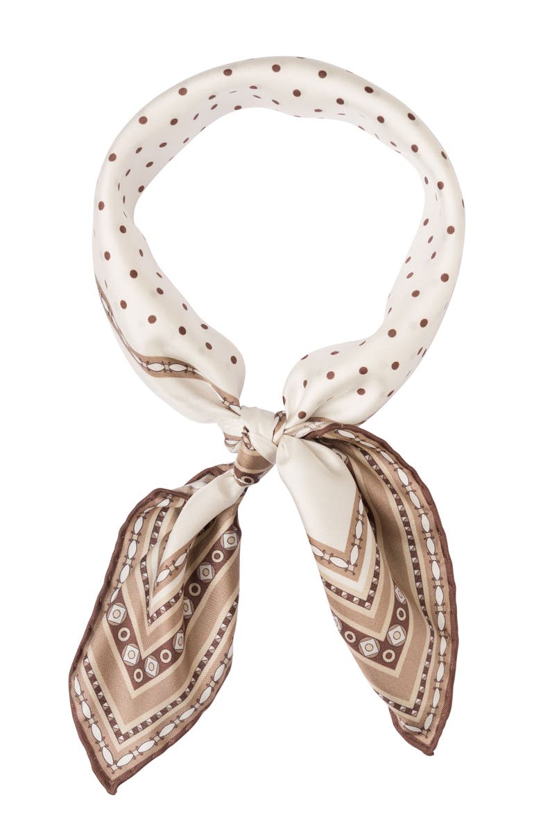 Elizabetta Verona - Hand Rolled Silk Neckerchief for Men, Alternate, color, White And Sand