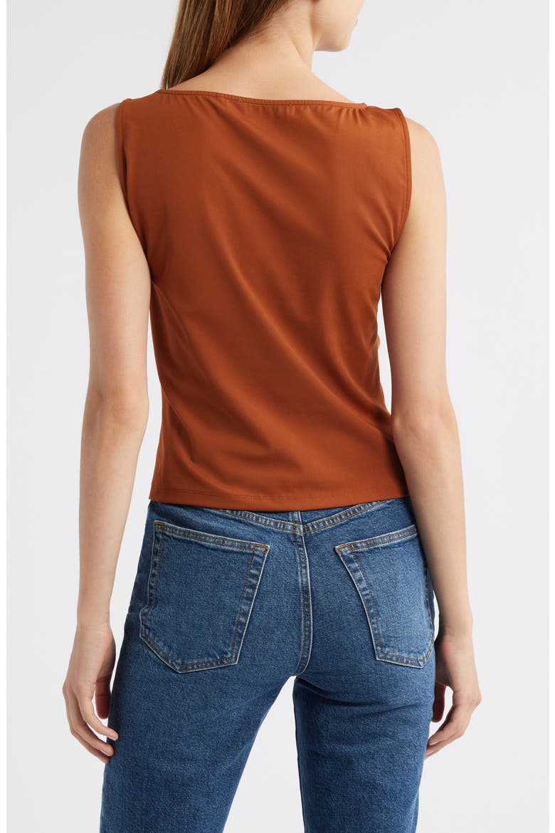 Ruched Sleeveless Top, Alternate, color, CHESTNUT