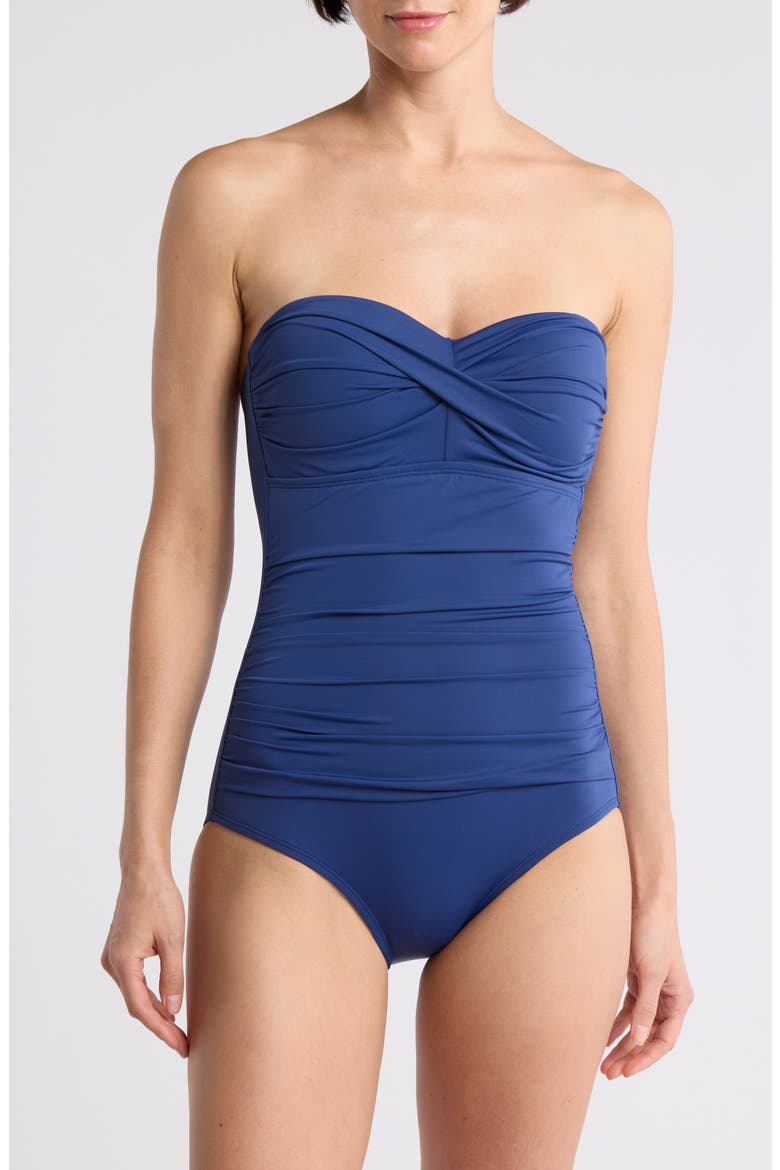 Flora Bandeau One Piece Swimsuit, Alternate, color, PANTHEON B