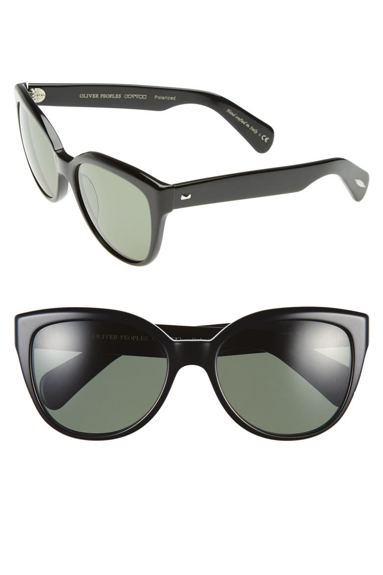 'Abrie' 58mm Polarized Cat Eye Sunglasses, Main, color, BLACK/ G15 POLAR