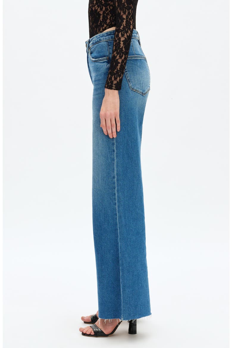 Bella Raw Hem High Waist Wide Flare Jeans, Alternate, color, MEDIUM BLUE