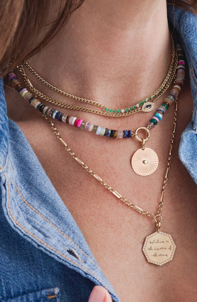 Zoë Chicco Diamond Sunbeam Medallion Charm, Alternate, color, 14K Yellow Gold