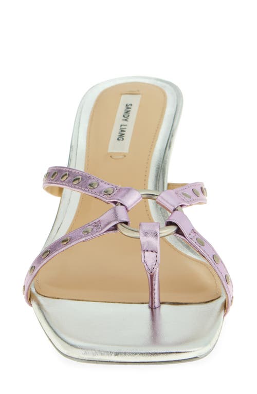 Sandy Liang Spy Kitten Heel Sandal In Metallic Pink