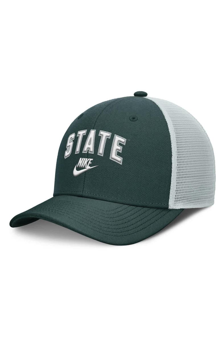 Nike Men's Nike Green/Gray Michigan State Spartans Legacy Arch Rise Performance Trucker Adjustable Hat, Main, color, Green