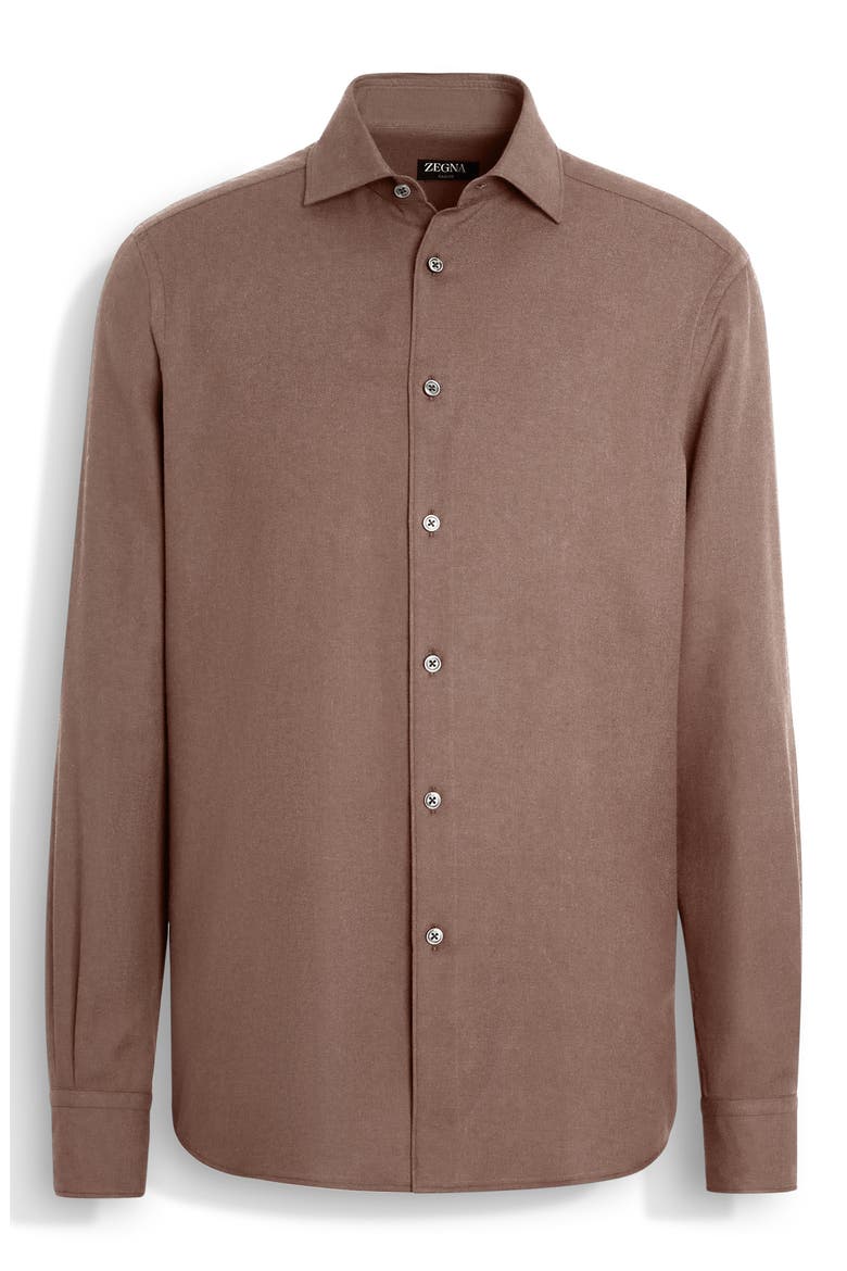 Cashco Cotton & Cashmere Button-Up Shirt, Alternate, color, BROWN MELANGE