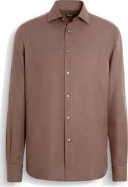 ZEGNA Cashco Cotton & Cashmere Button-Up Shirt