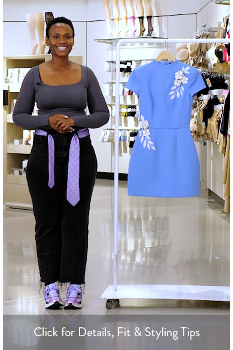 Natalia Floral Appliqué Crepe Cocktail Minidress video