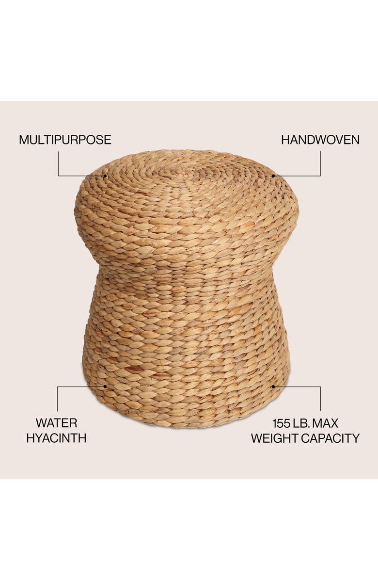 JONATHAN Y Alberto 18.5" Modern Bohemian Hand-Woven Hyacinth Mushroom Stool, Alternate, color, Natural