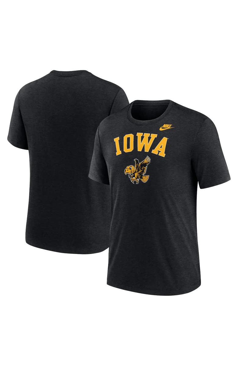 Nike Men's Nike Heather Black Iowa Hawkeyes Legacy Arch Tri-Blend T-Shirt, Alternate, color, Heather Black