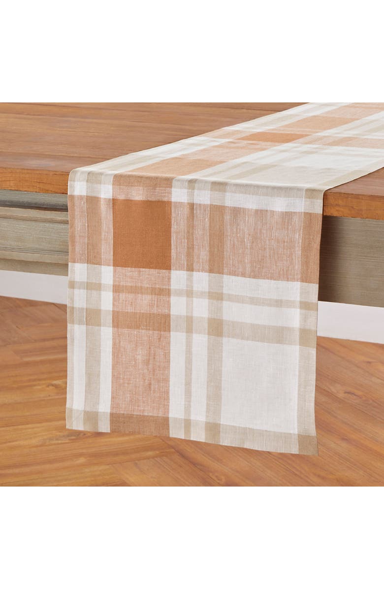Solino Home Linen Table Runner for Dining Table, Holiday and Everyday Table Decor - Fall Harvest Plaid, Main, color, Fall Harvest