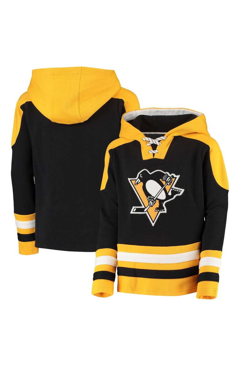 Outerstuff Youth Black Pittsburgh Penguins Ageless Must-Have Lace-Up Pullover Hoodie, Main, color, 