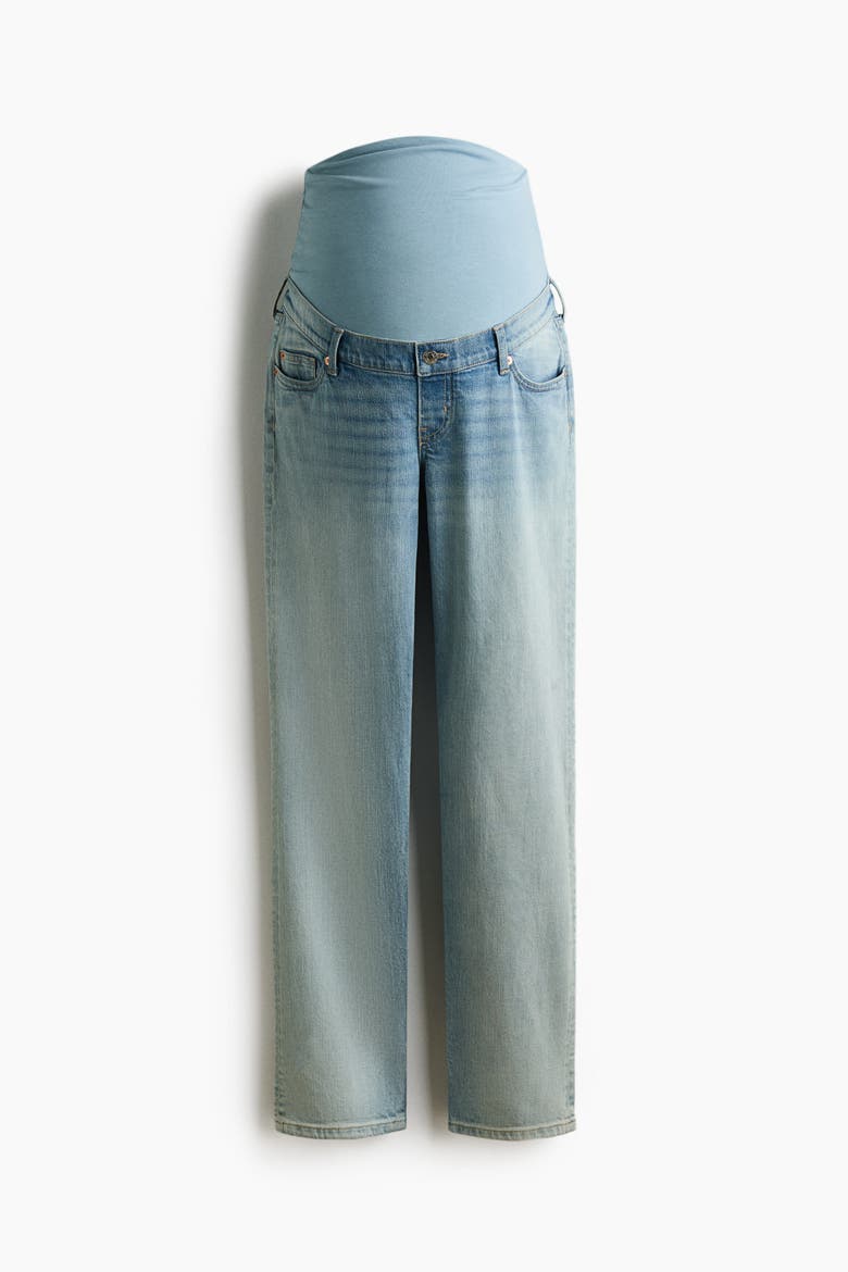 Mama Slim Straight High Waist Jeans, Alternate, color, Light denim blue