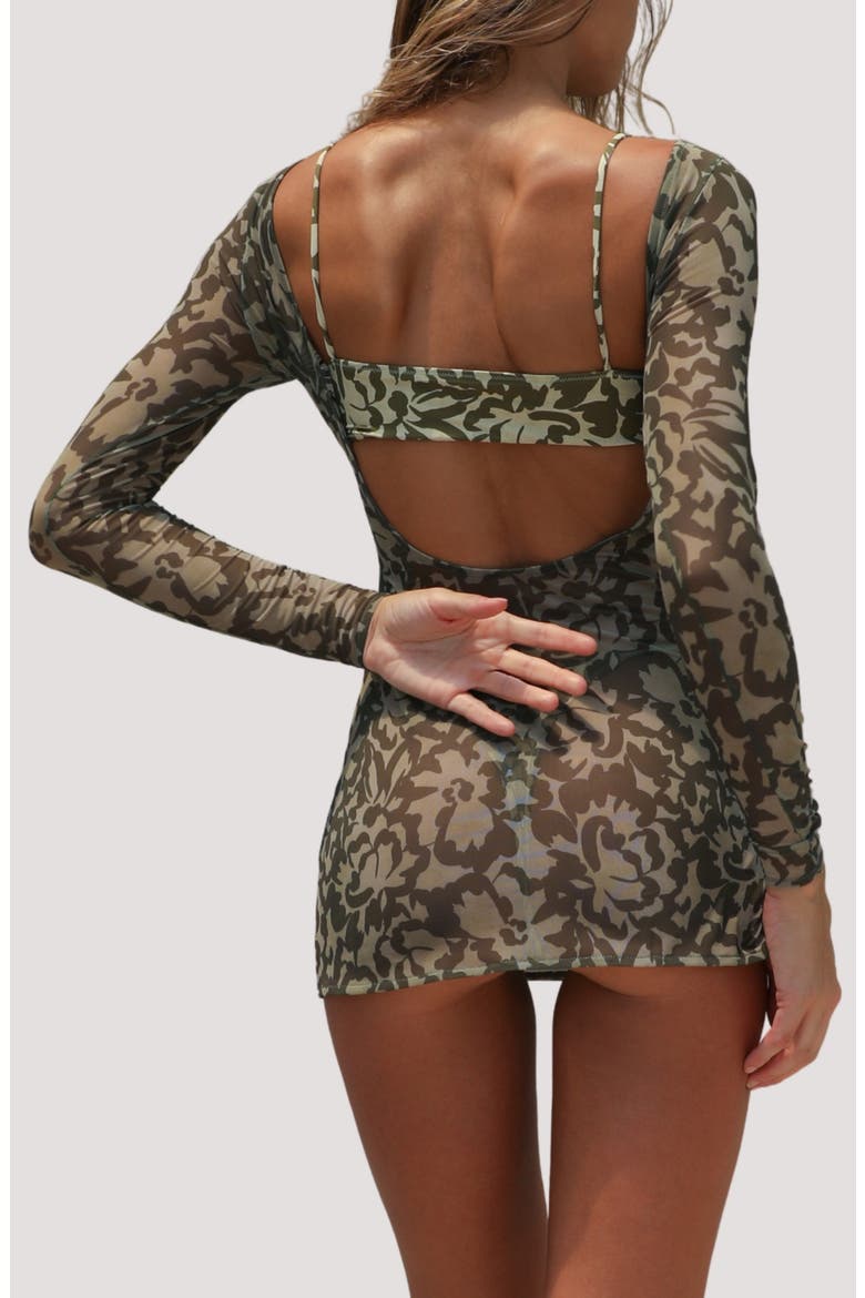 Rua Long Sleeve Mesh Cover-Up Minidress, Alternate, color, BAJA BLOOM