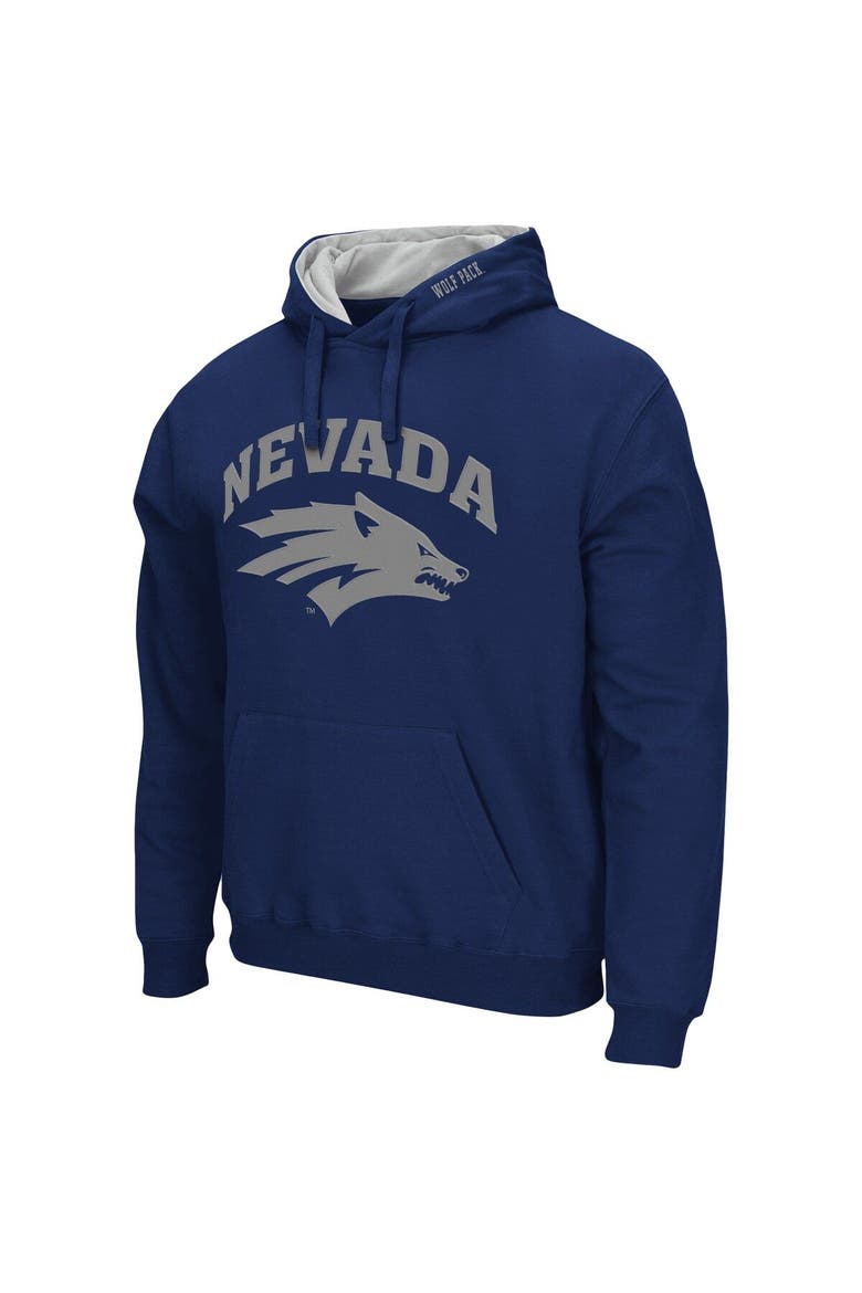 Men's Colosseum Navy Nevada Wolf Pack Arch and Logo Pullover Hoodie, Alternate, color, Navy