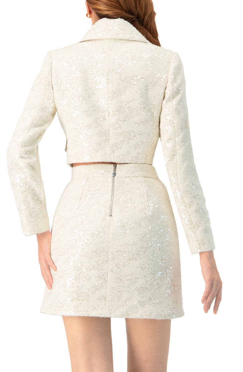 IVONNE Short Sequin Jacket, Alternate, color, Ivory