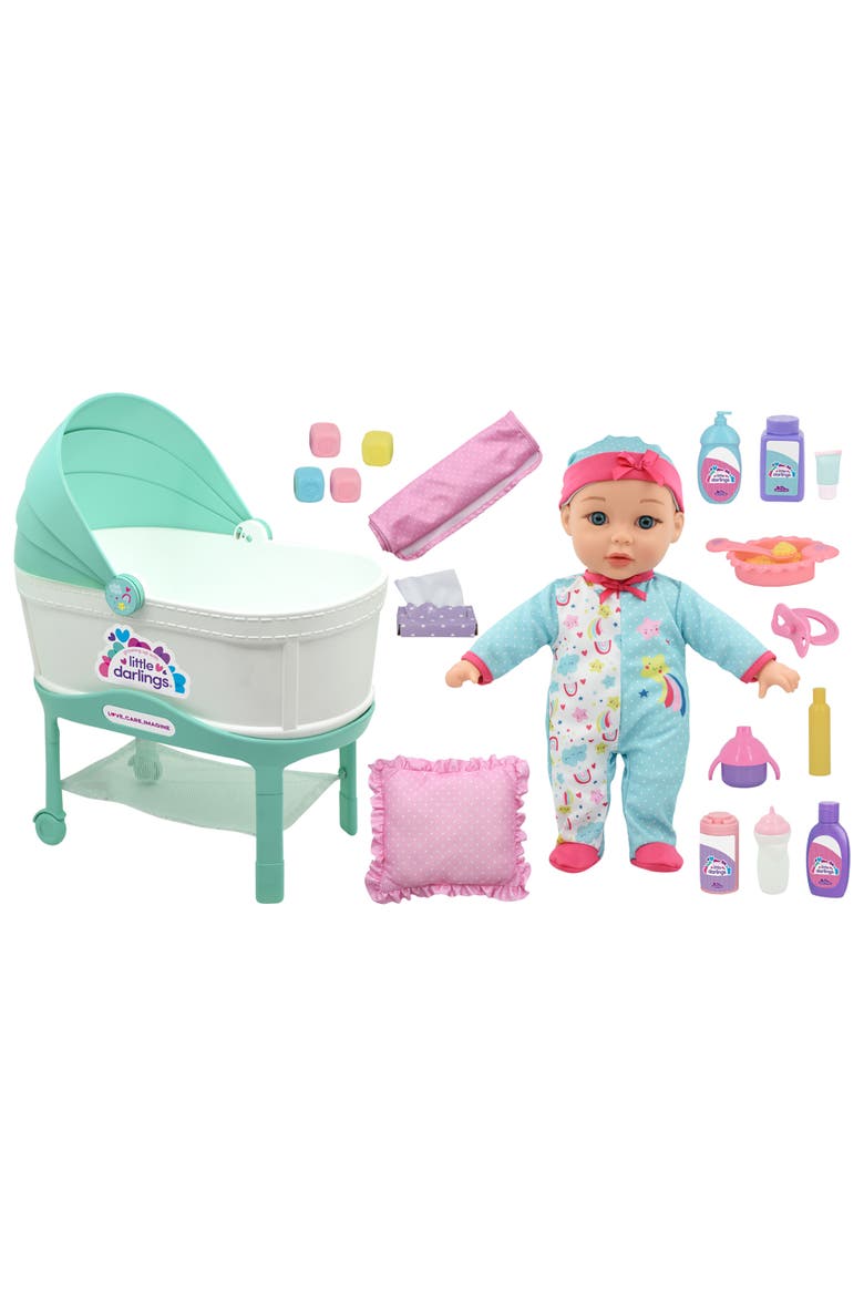 12" Bassinet Baby Doll Set, Main, color, Multicolored