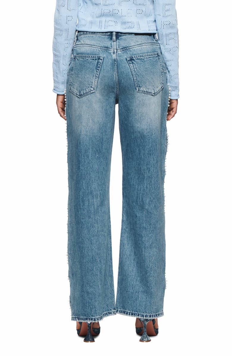 PURPLE BRAND Cutout Imitation Pearl Wide Leg Jeans, Alternate, color,