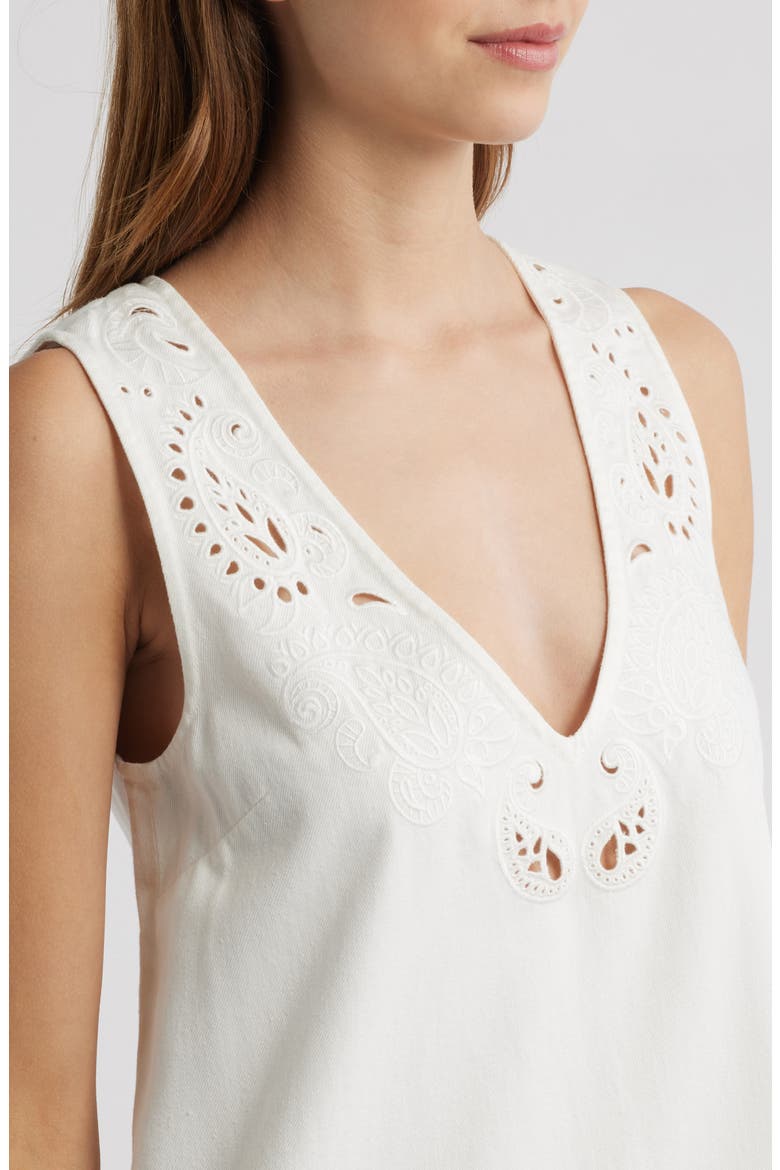 Belle Eyelet Sleeveless Minidress, Alternate, color, WHITE