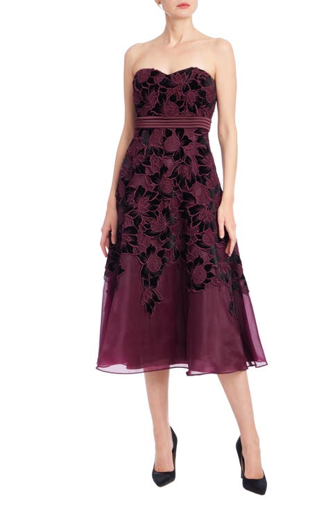 Burnout Velvet Strapless Midi Dress