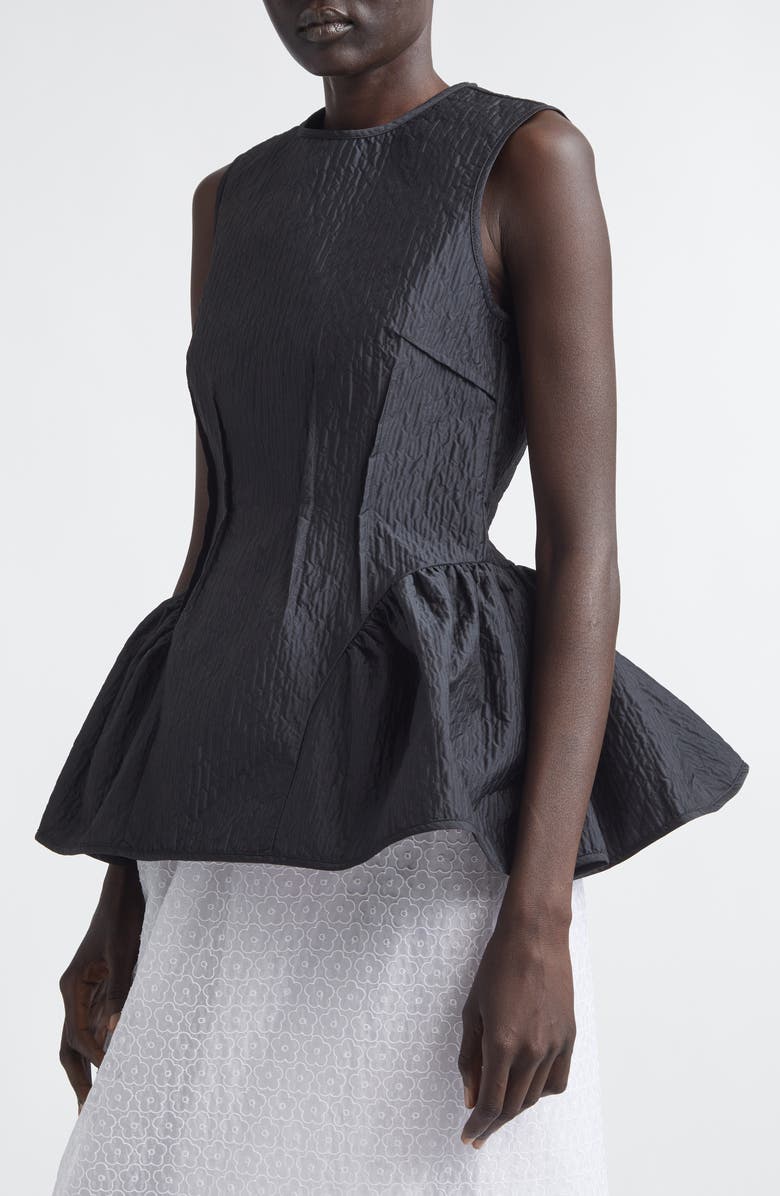 Cecilie Bahnsen CBdaimi Stria Matelassé Peplum Top, Alternate, color, Black
