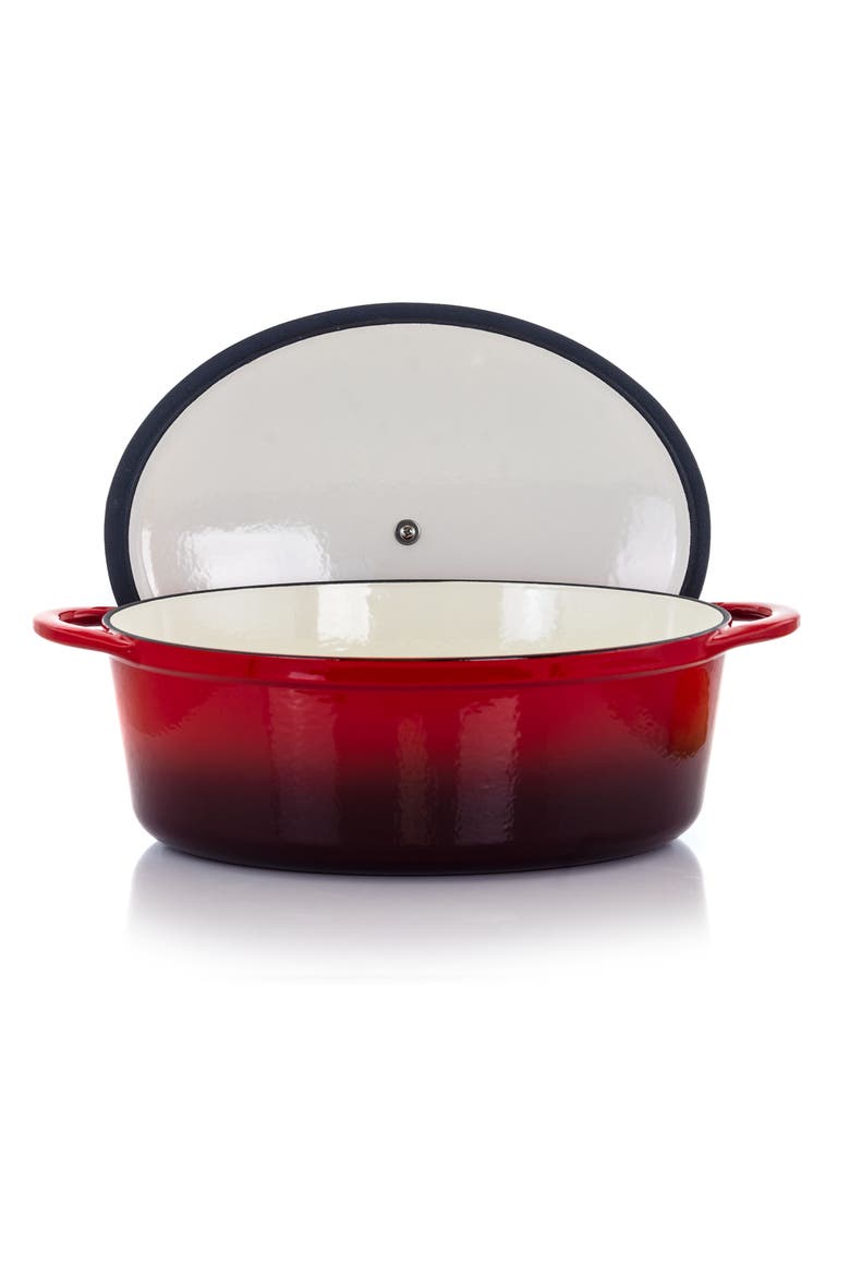 7 Quarts Oval Enameled Cast Iron Casserole, Alternate, color, Red