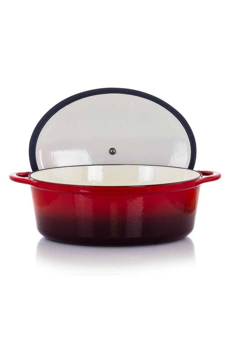 Megachef 7 Quarts Oval Enameled Cast Iron Casserole, Alternate, color,
