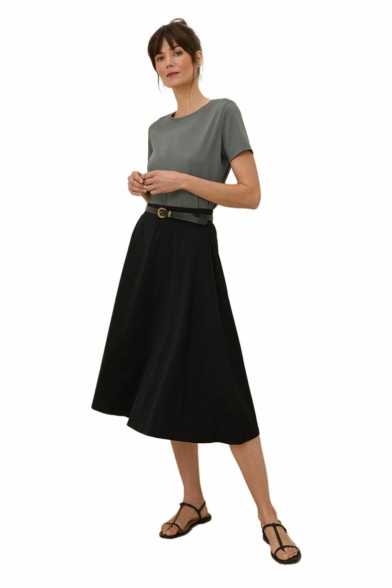 Organic Cotton Fit & Flare Midi Skirt, Main, color, Black