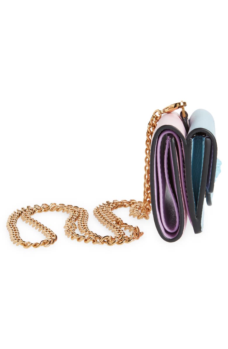 Versace Mini La Medusa Leather Wallet on a Chain, Alternate, color, 