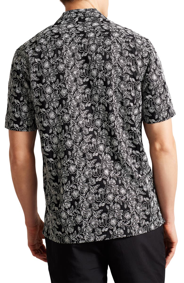 Ted Baker London Mulben Floral Embroidered Camp Shirt, Alternate, color, 