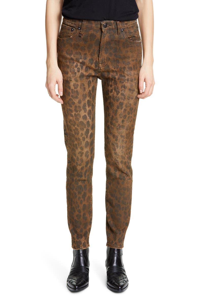 Leopard Print Distressed High Waist Skinny Jeans, Main, color, LEOPARD
