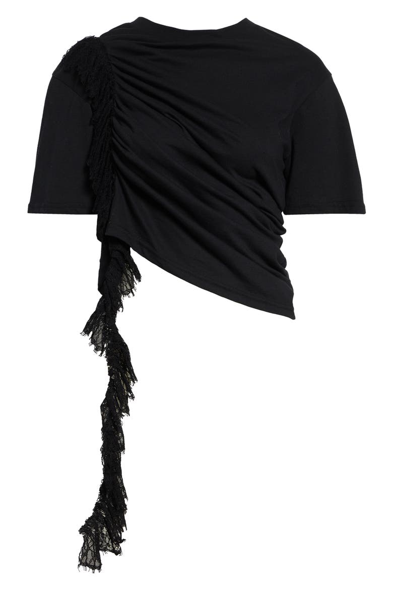 Amaryllis Duo Organic Cotton & Lace Crop T-Shirt, Alternate, color, BLACK