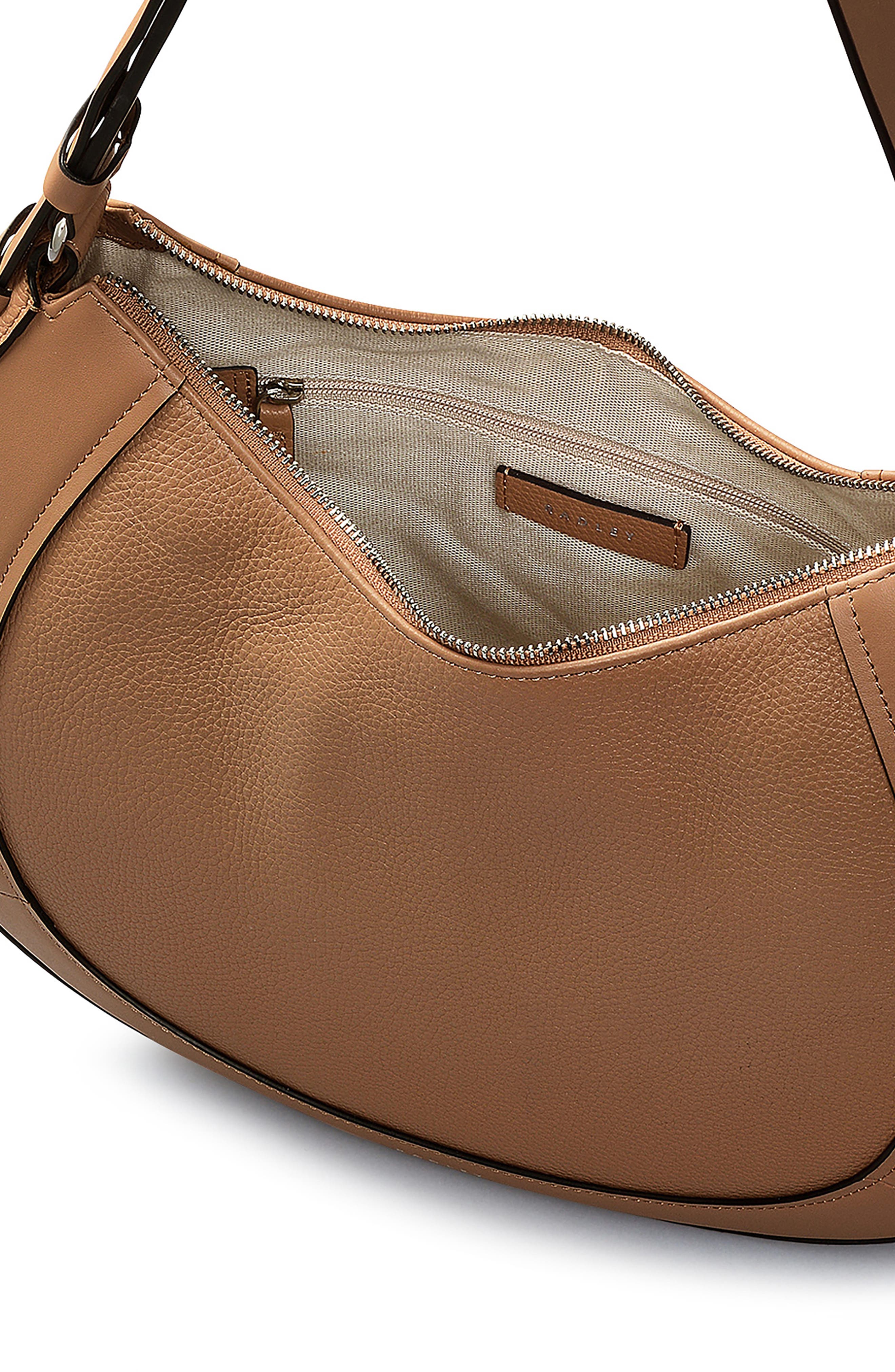 Radley Merchant Hall Large Leather Crescent Shoulder Bag, Alternate, color, Chai