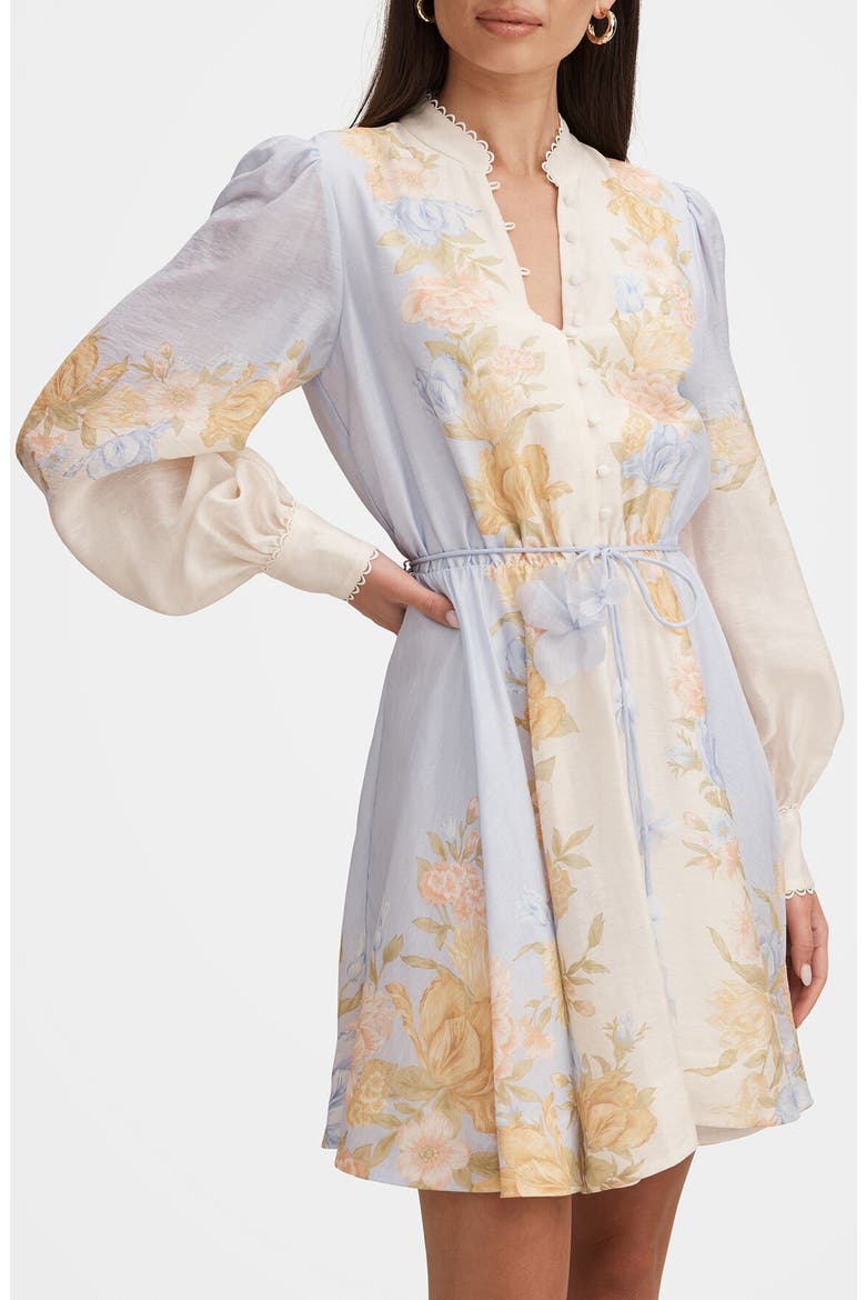 Shyla Floral Long Sleeve Dress, Alternate, color, BLUE MERCIA FLORAL