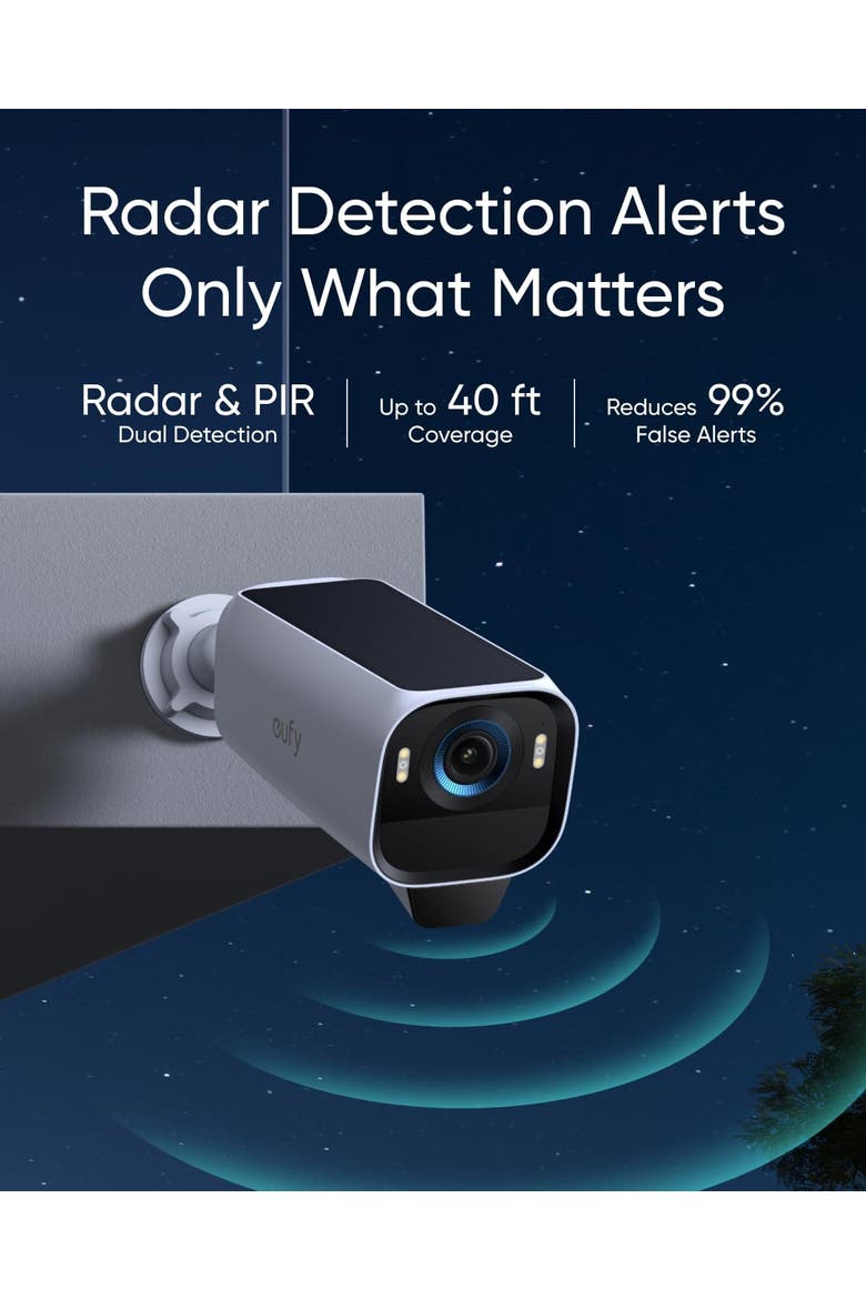 Cam S3 Pro 4-Cam Kit 4K solar-powered face-recognition wireless outdoor security camera system, Alternate, color, White