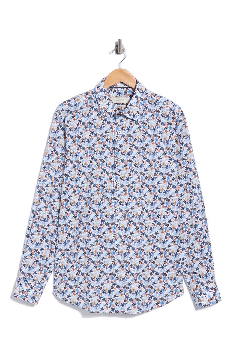 Julian Comfort Stretch Floral Button-Up Shirt, Alternate, color, TAN