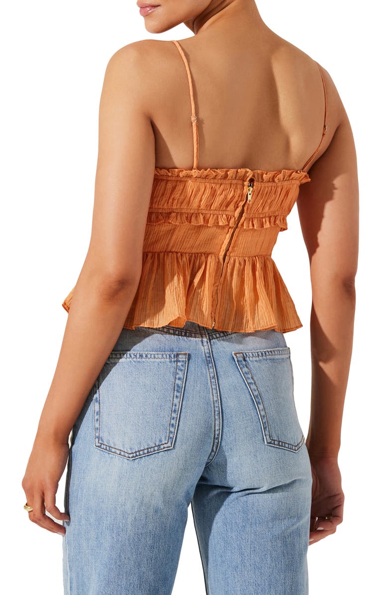 ASTR the Label Sylan Plissé Peplum Camisole, Alternate, color, Papaya