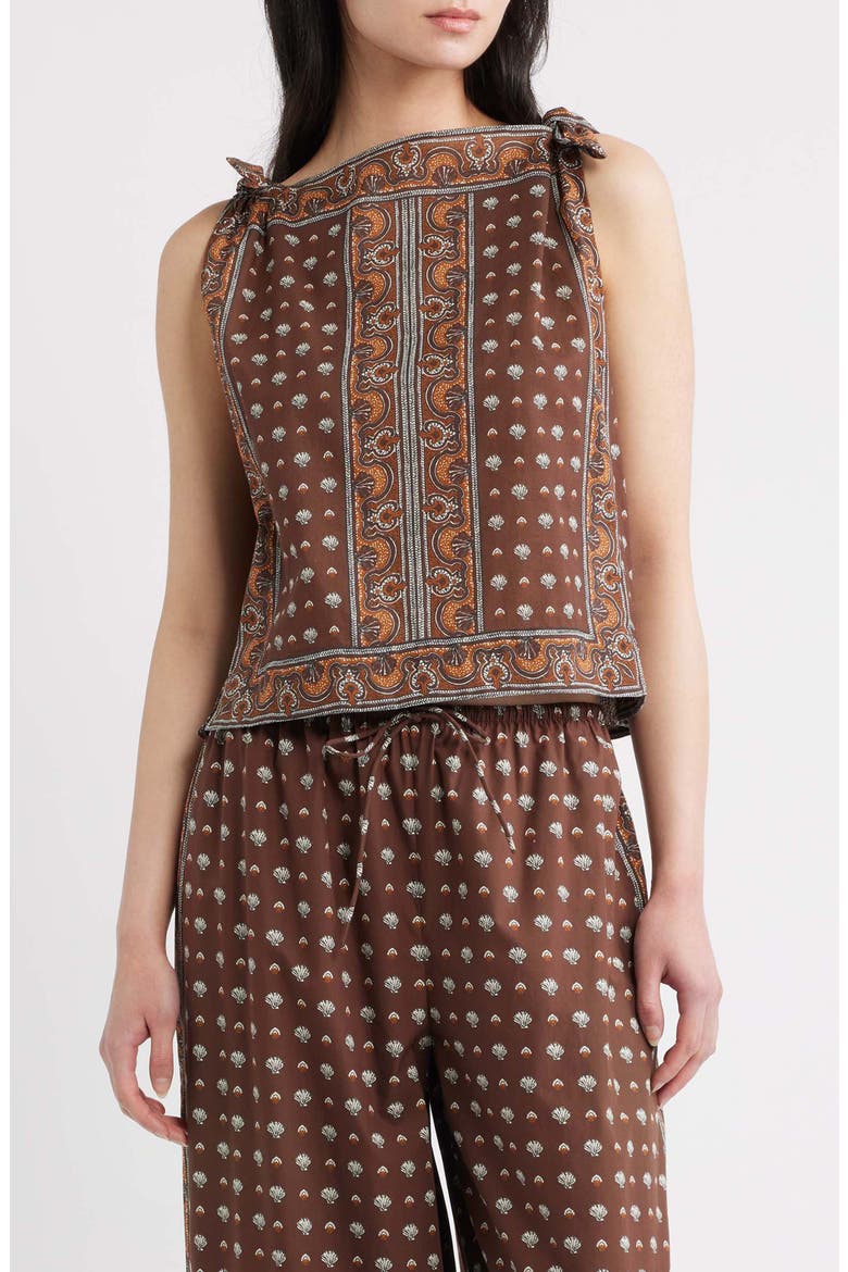 Amalia Print Tie Shoulder Sleeveless Top, Main, color, TERRE FOULARD DE LA MER