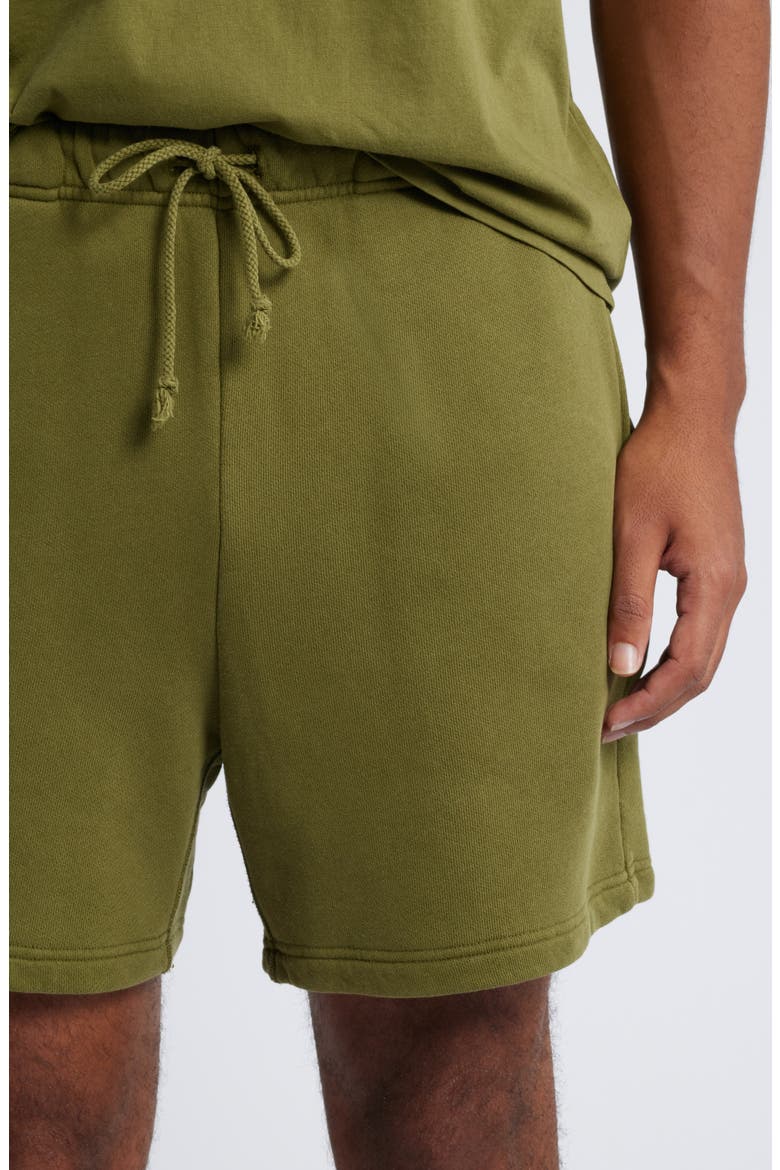 Core Organic Cotton Brushed Terry Sweat Shorts, Alternate, color, VINTAGE OLIVE