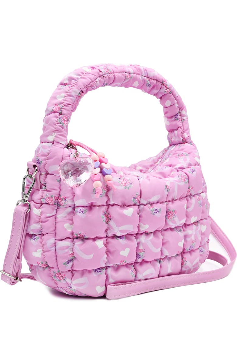 OMG Accessories Kids' Bow Floral Scrunch Crossbody Bag, Alternate, color, Peony