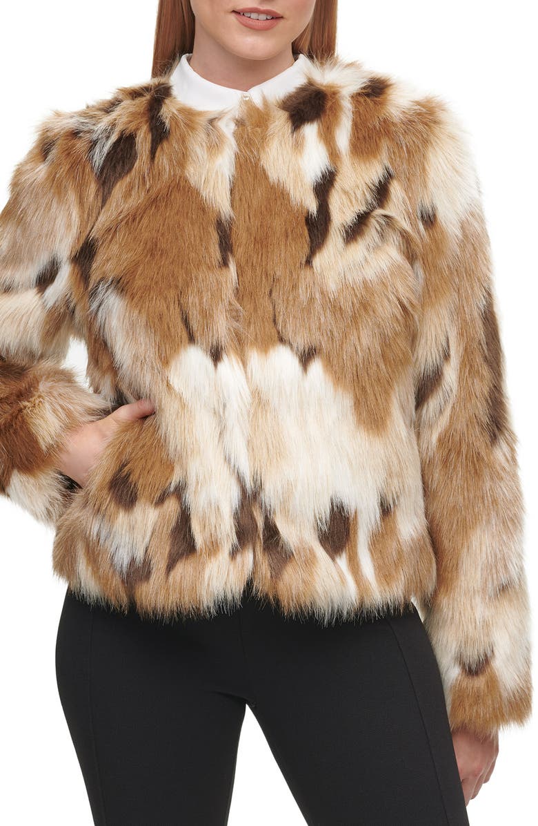 KARL LAGERFELD PARIS Faux Fur Shag Jacket, Main, color,